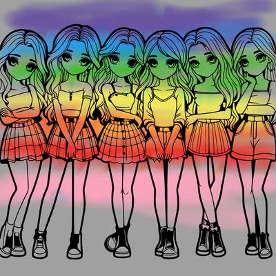 a group of girls realistic