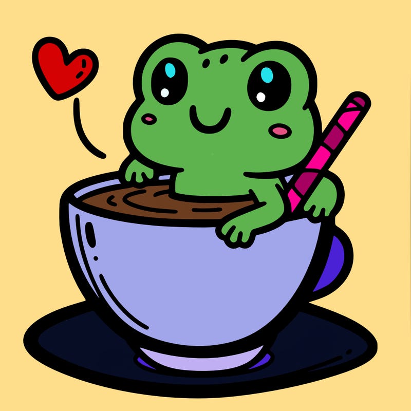 cute frog in a tea cup