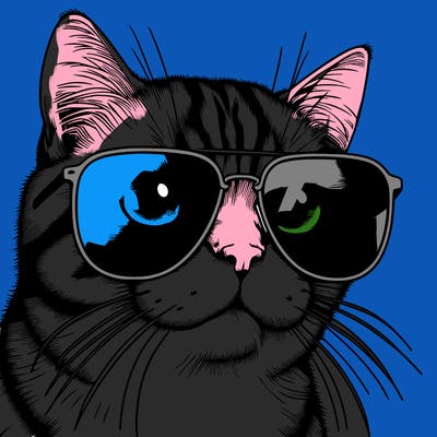 a cat with sun glasses realistic