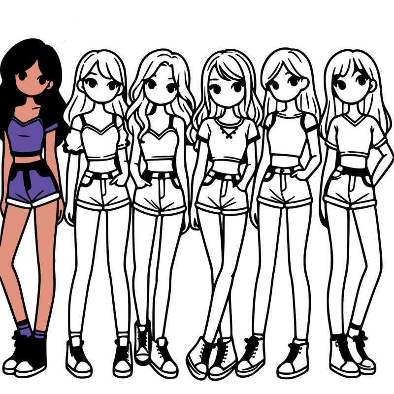 a group of girls wearing crop tops and shorts