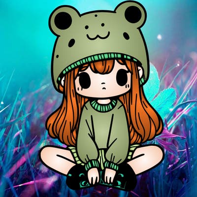 a girl wearing a frog hat and some frog socks