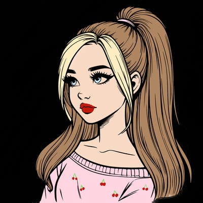 realistic girl with a high ponytail