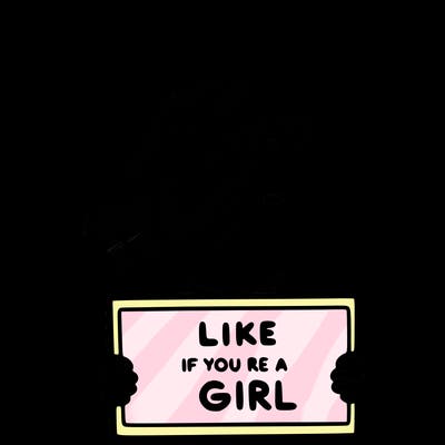 a cute girl holding a sign that says like if you’re a girl