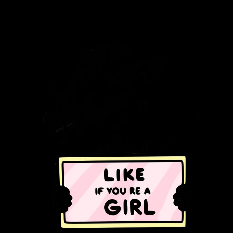 a cute girl holding a sign that says like if you’re a girl
