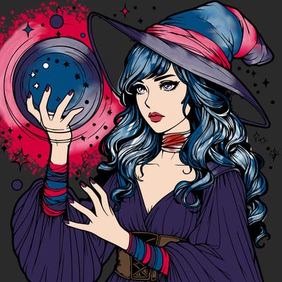 realistic women sorcerer using magic