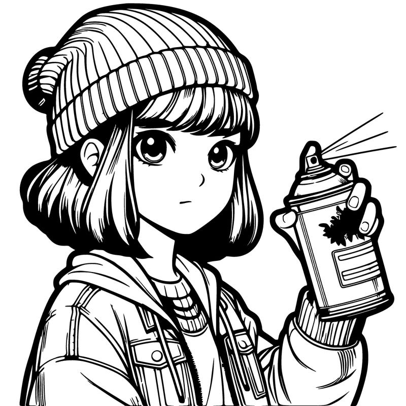 girl with spray can realistic