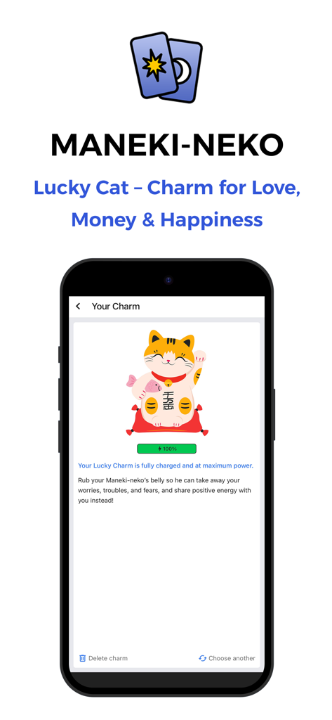 Mystic Tarot Reading & Cards - Mystic Tarotアプリの招き猫のラッキーチャーム機能