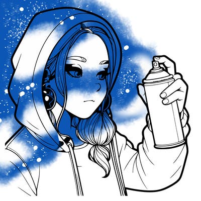 a realistic girl, spray painting
