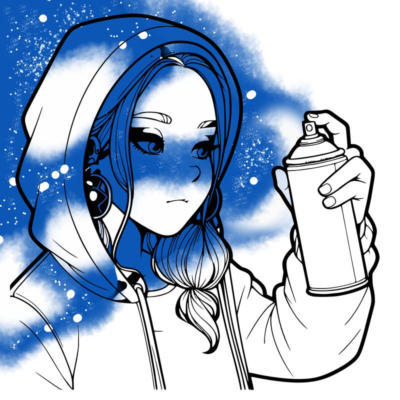 a realistic girl, spray painting