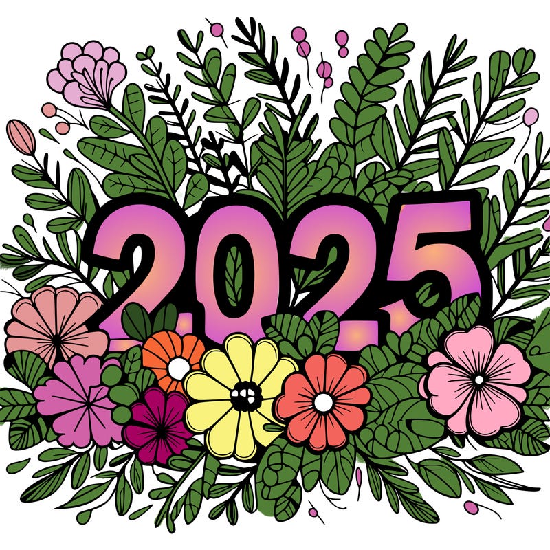 2025 floral big numbers