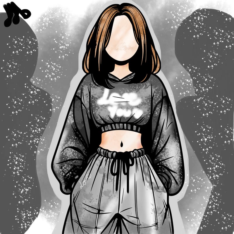 realistic girl faceless with baggy pants and a crop top