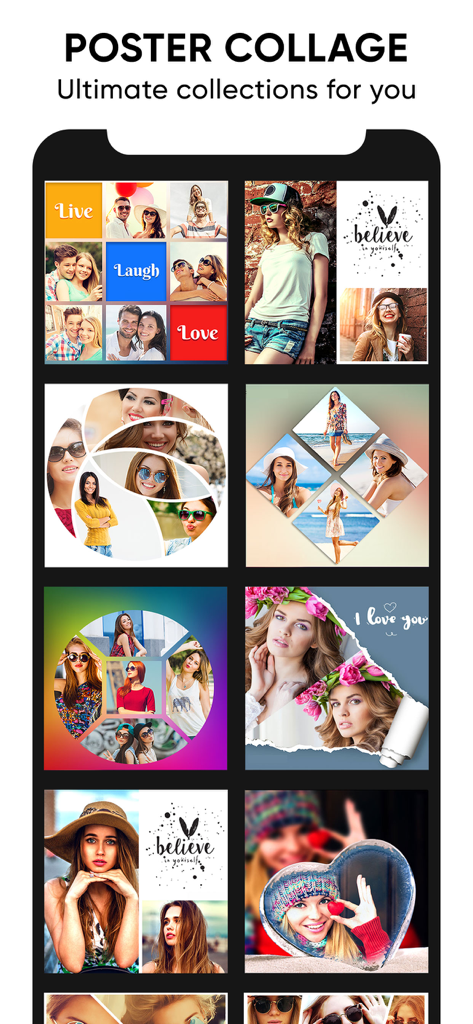 Collage Maker Photo Grid - ソーシャルメディアのストーリーテリングのための、様々なクリエイティブなポスターコラージュテンプレートと写真グリッドレイアウト