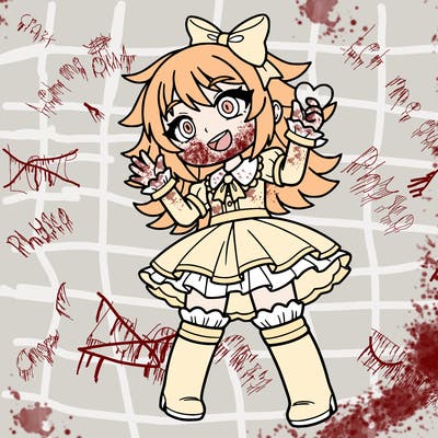 gacha life character girl with wide eyes and a smile