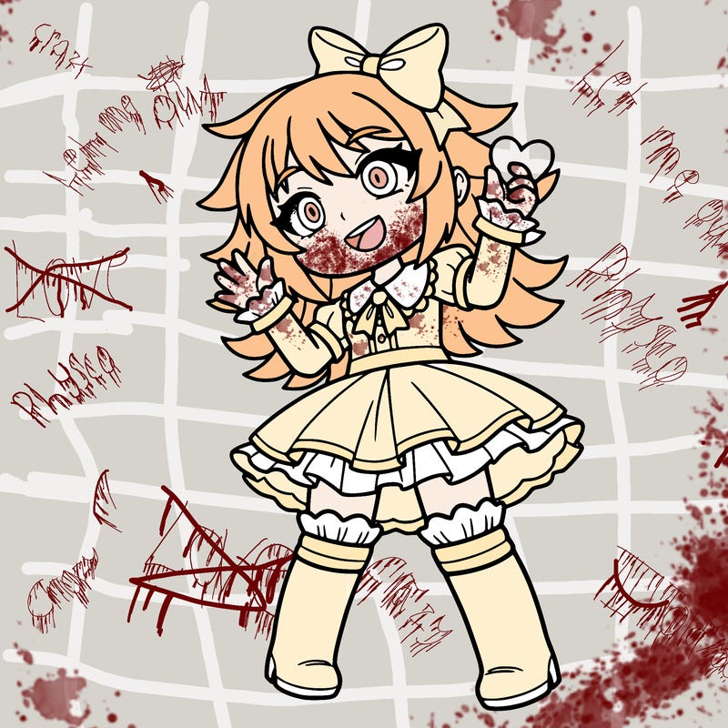 gacha life character girl with wide eyes and a smile