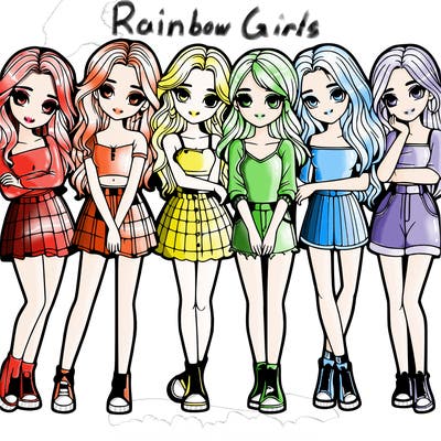 a group of girls realistic