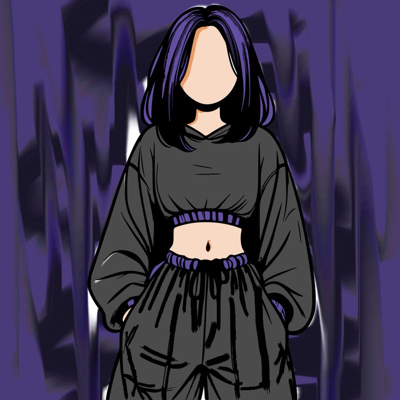 realistic girl faceless with baggy pants and a crop top