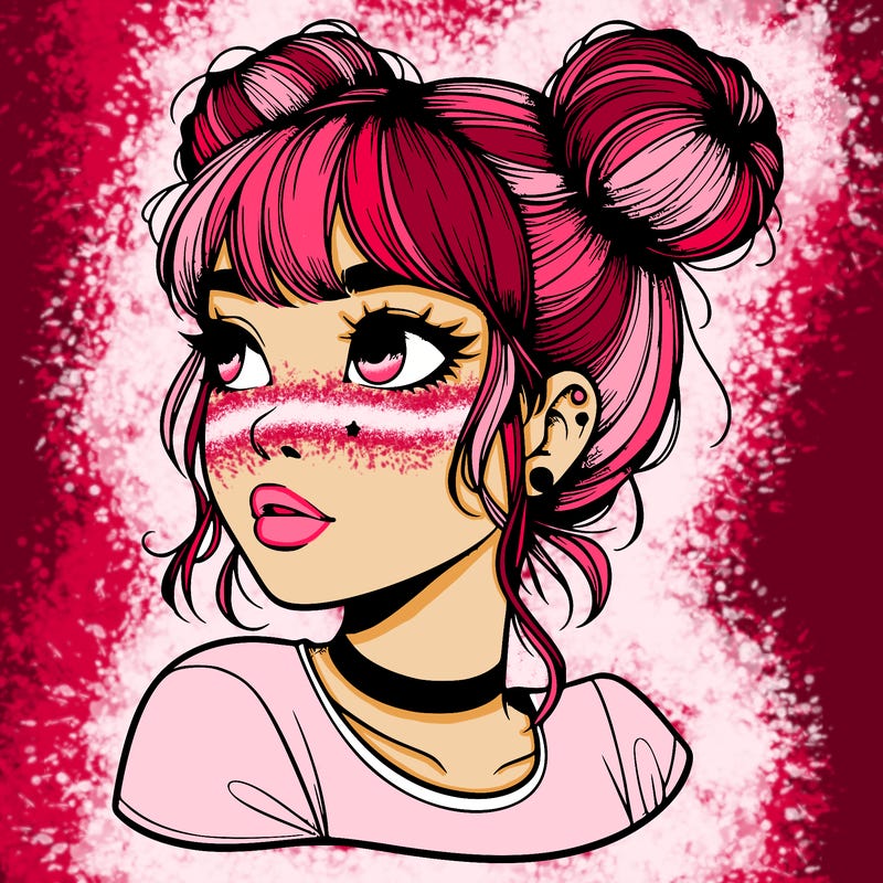 realistic girl with spacebuns