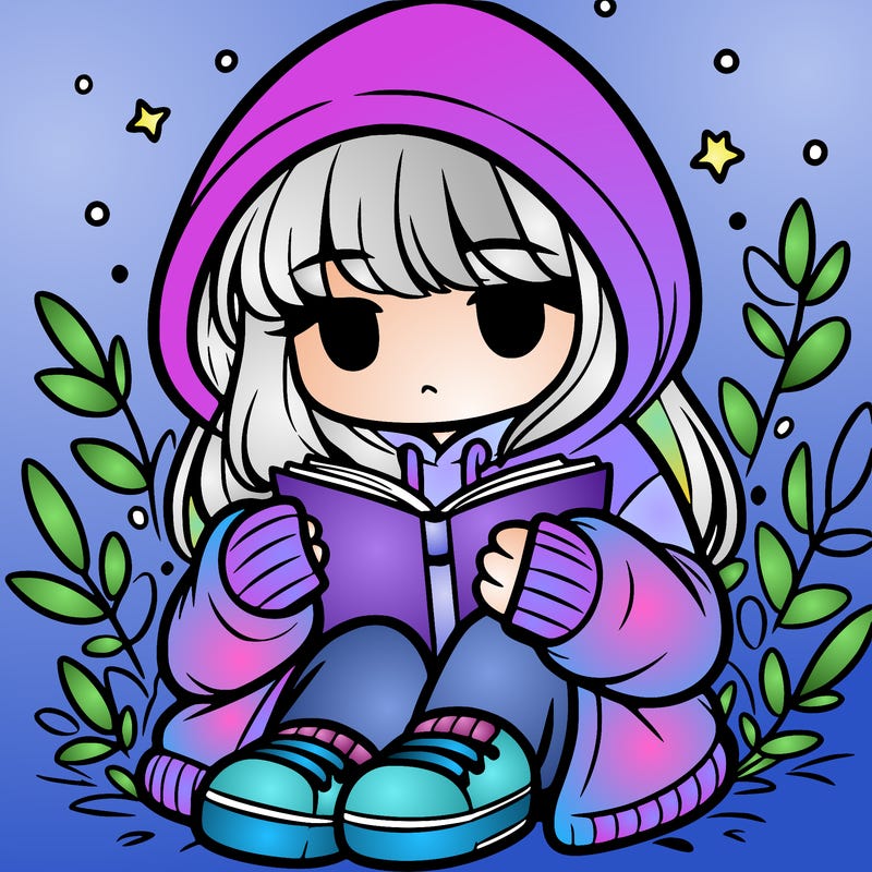 girl in oversized hoodie reading a book