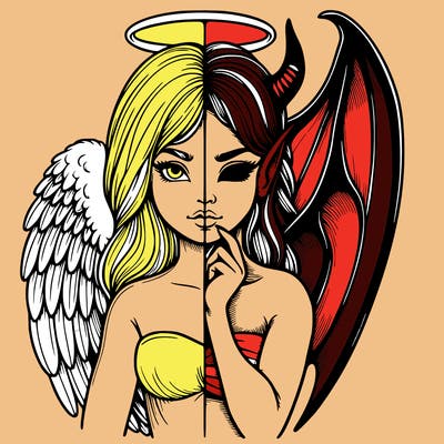 realistic angel half demon