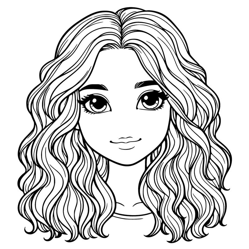 realistic girl with wavy hair