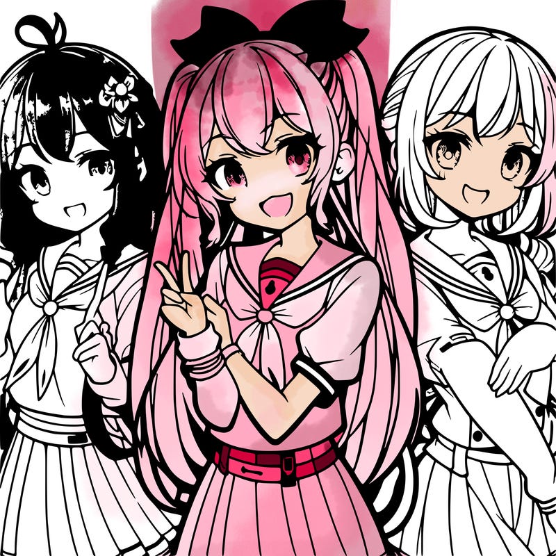 anime girl trio