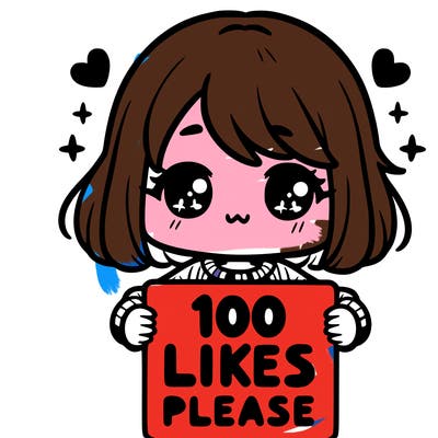 cute girl holding a sign saying 100 likes please