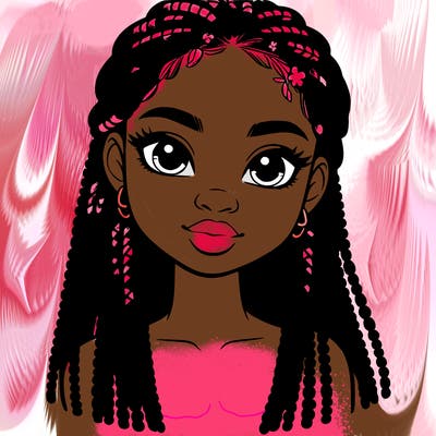 a realistic black girl with braids
