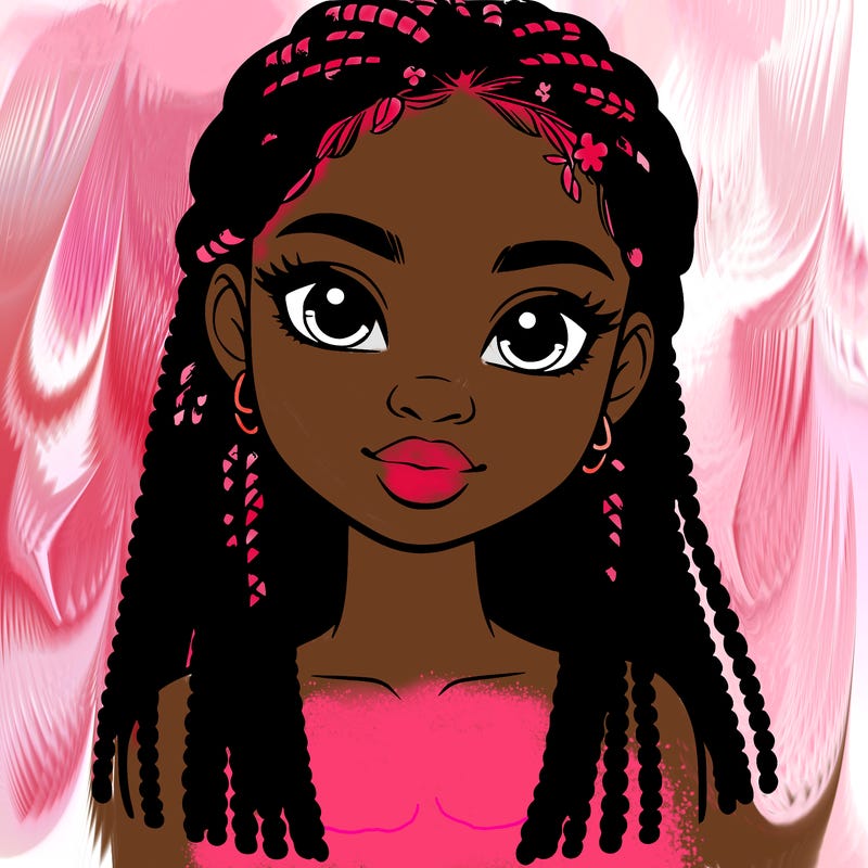 a realistic black girl with braids