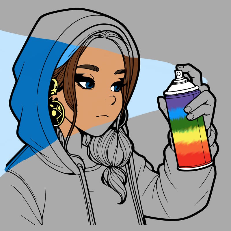 a realistic girl, spray painting