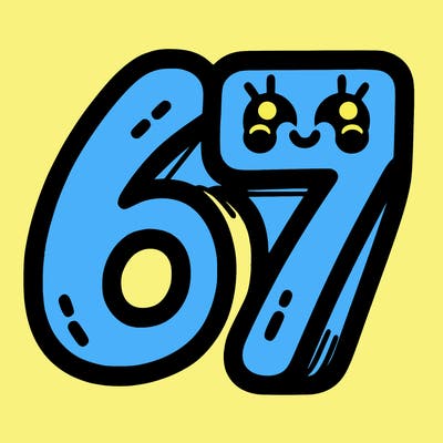 the numbers 67