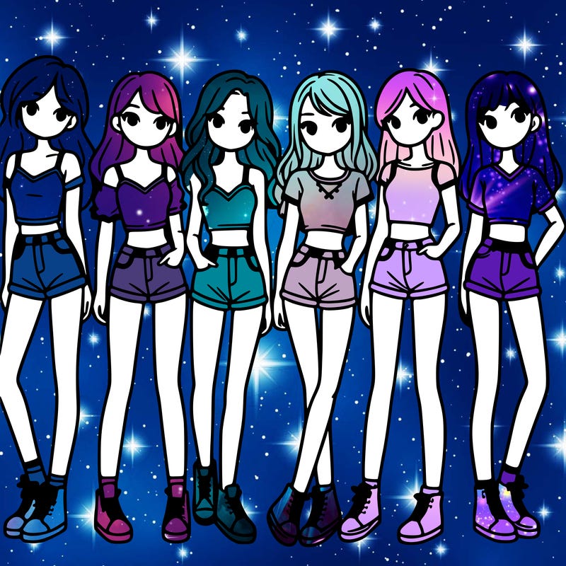 a group of girls wearing crop tops and shorts