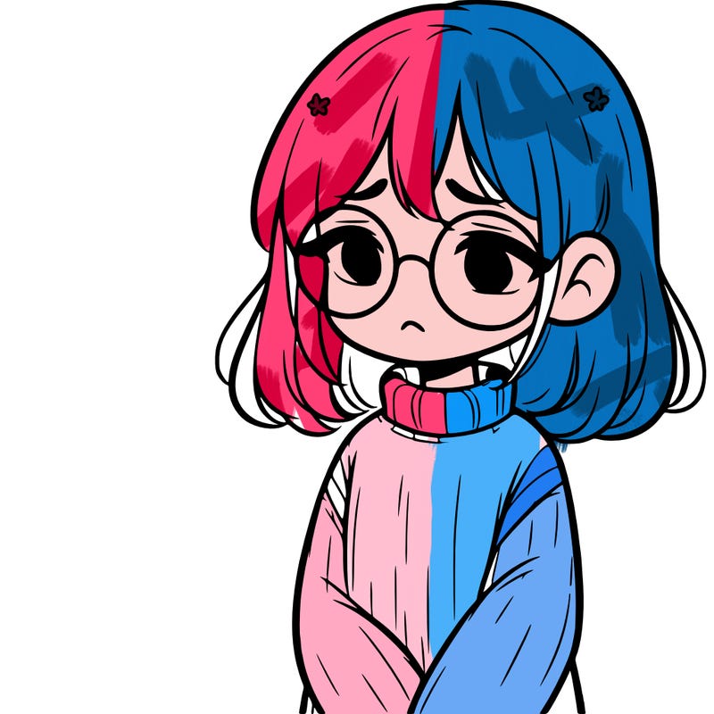 sad girl with glasses in a sweater