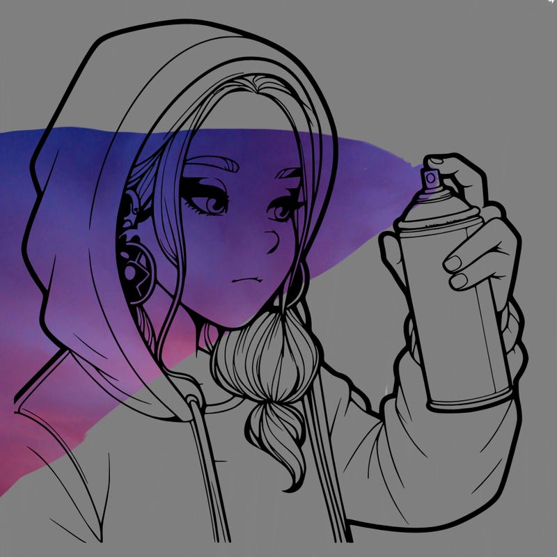 a realistic girl, spray painting