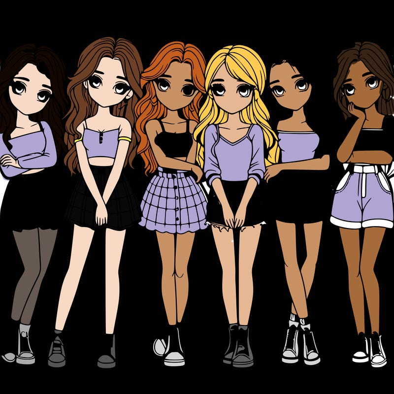 a group of girls realistic
