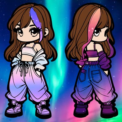 girl in crop top and baggy pants