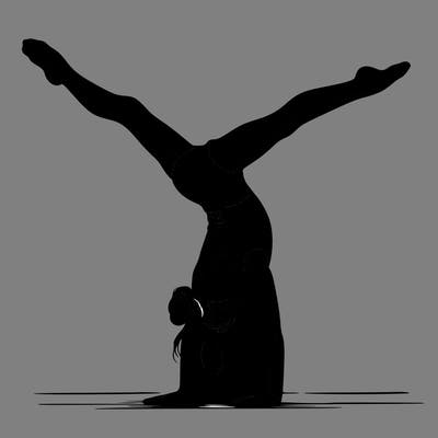 realistic gymnastic hand stand girl in four splits