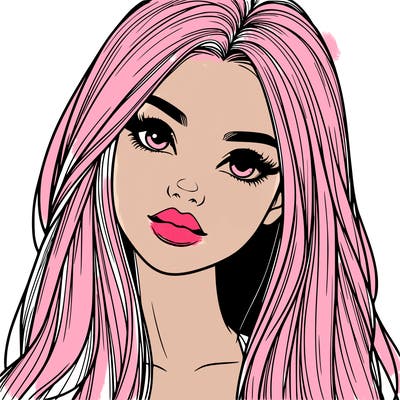 realistic teen girl with long hair and lips