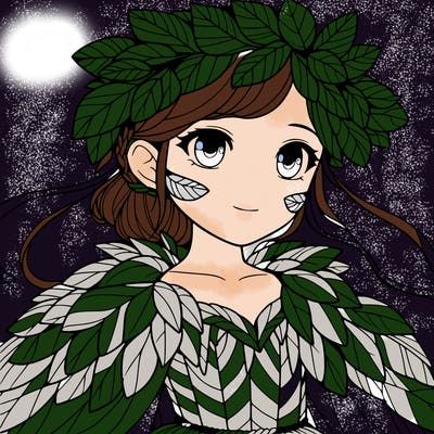 a realistic girl with a costume made of leaves