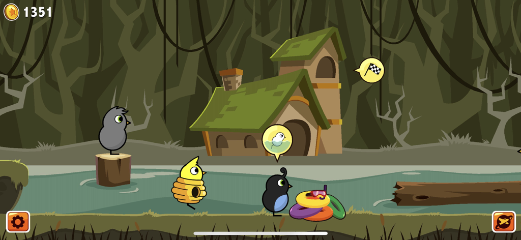 Customized ducks in the swamp world of Duck Life 4 featuring training icons and a clubhouse