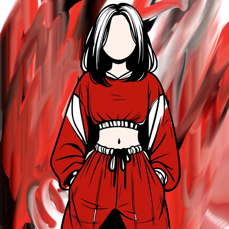 realistic girl faceless with baggy pants and a crop top