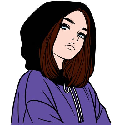 a realistic girl in a hoodie