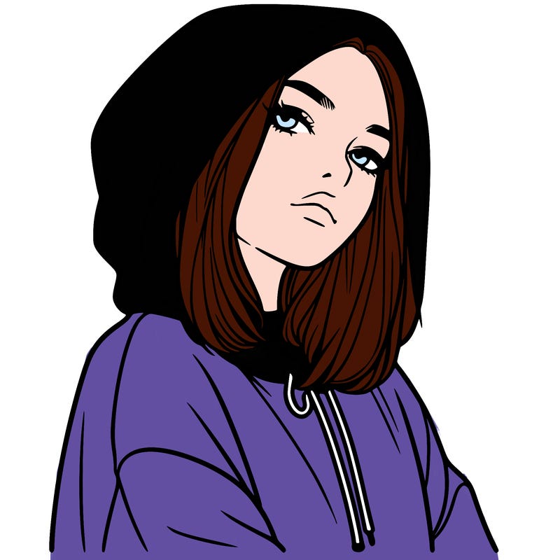 a realistic girl in a hoodie