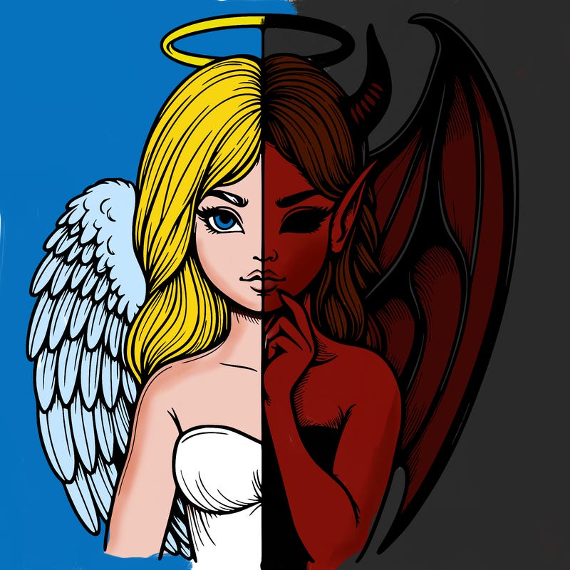 realistic angel half demon