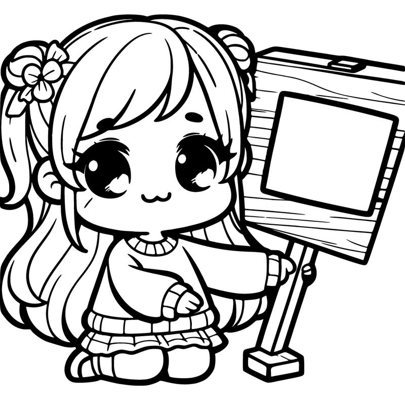 cute girl with sighn