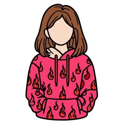 woman with fire hoodie