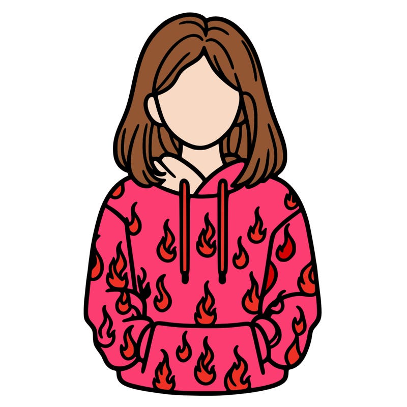 woman with fire hoodie