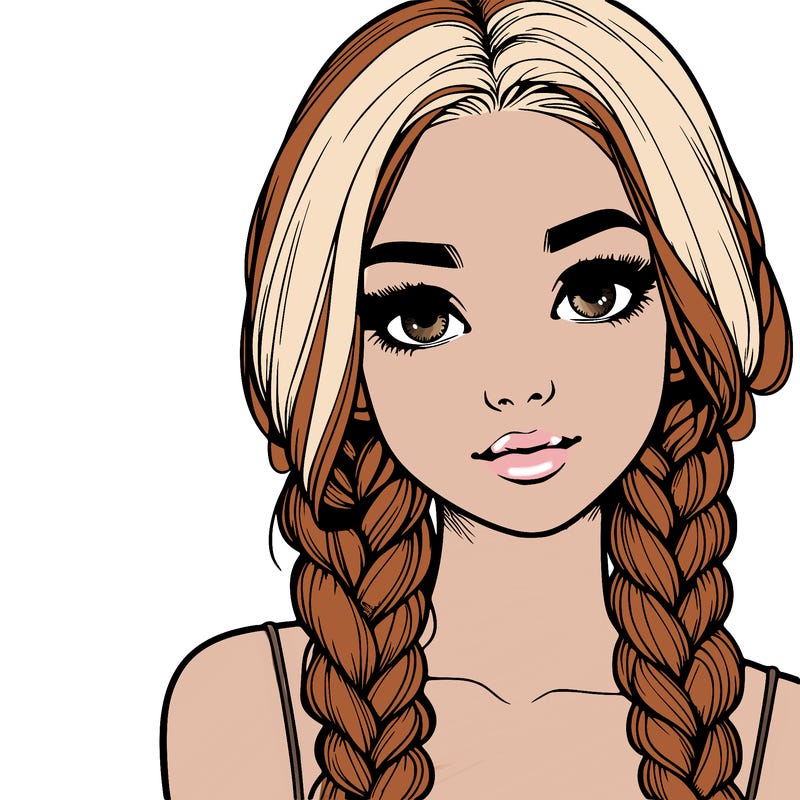 realistic girl with braids
