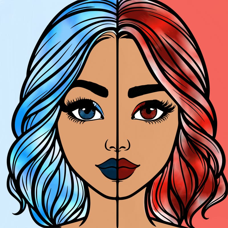 realistic girl split half