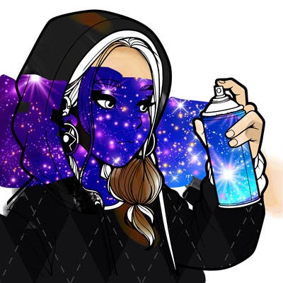 a realistic girl, spray painting