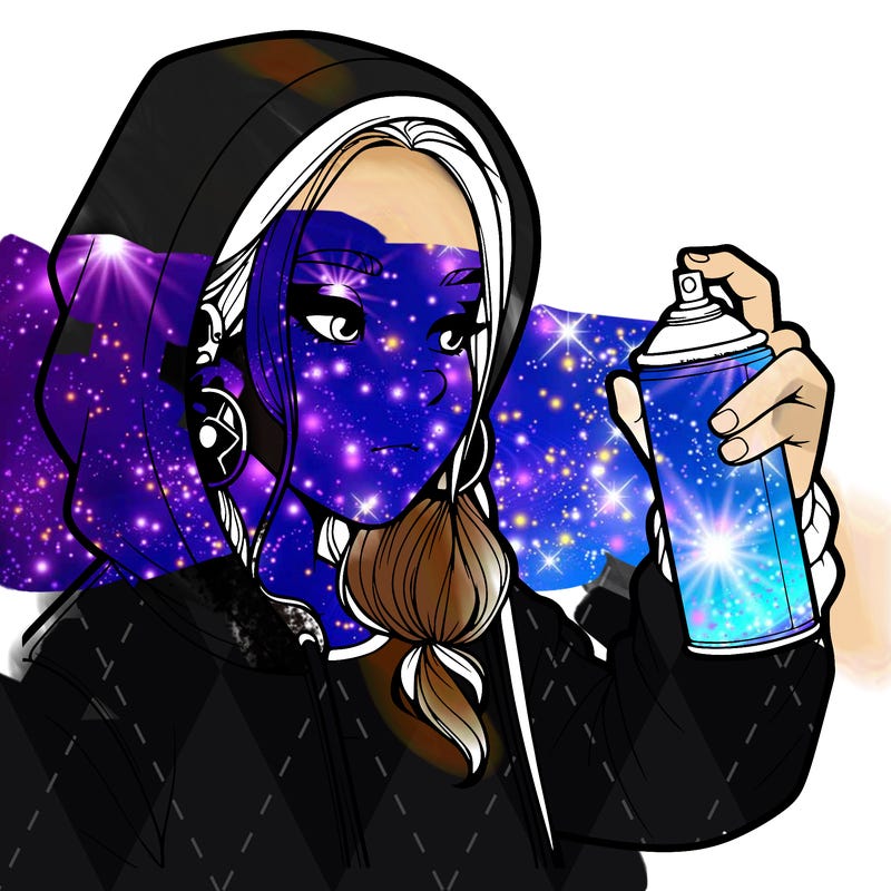 a realistic girl, spray painting